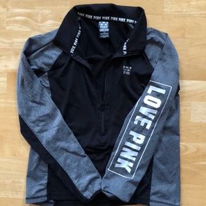 PINK zip up workout shirt FITS LIKE MEDIUM